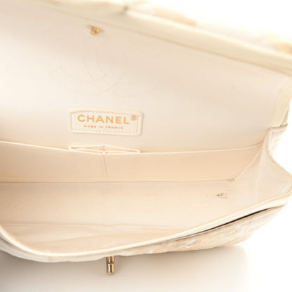 Chanel Denim Floral Printed Medium Double Flap Beige 5 of 13