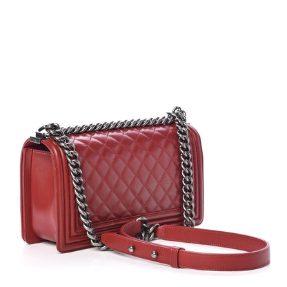Chanel Lambskin Quilted Medium Boy Flap Dark Red 3 of 12
