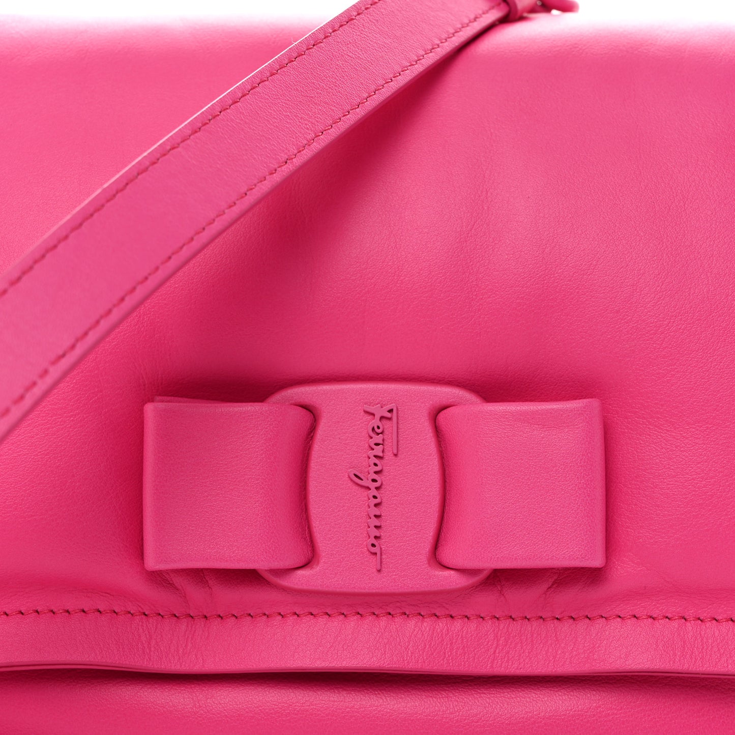 Calfskin Small Viva Bow Shoulder Bag Hot Pink