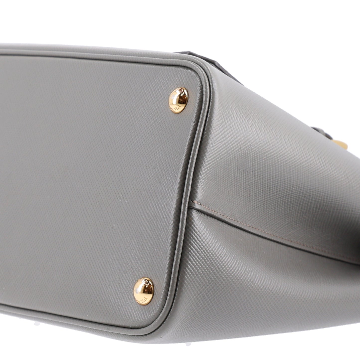 Saffiano Cuir Bi-Color Double Handle Bag Marmo Caramel