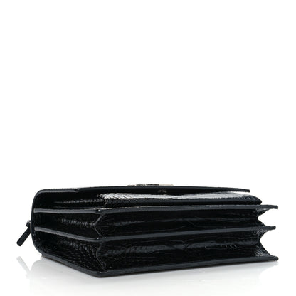 Saint Laurent Calfskin Crocodile Embossed Medium Monogram Sunset Black 4 of 10