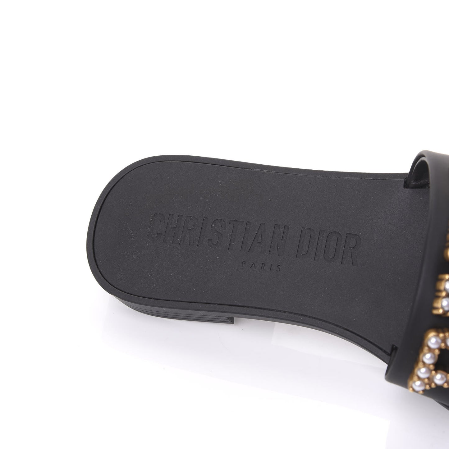 Matte Calfskin Pearl Dio(r)evolution Slide Sandals 36 Black