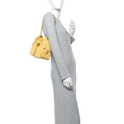Chanel Suede Quilted Mini Chanel 25 Handbag Yellow 2 of 11