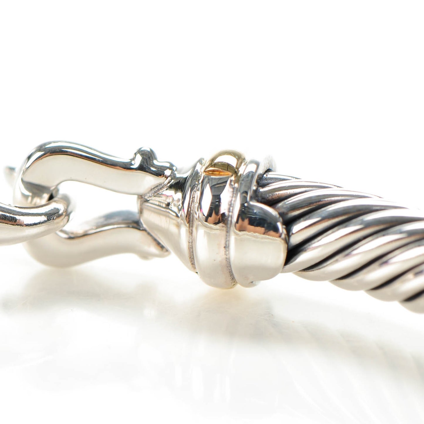 Sterling Silver 18K Yellow Gold 5mm Cable Classic Buckle Bracelet