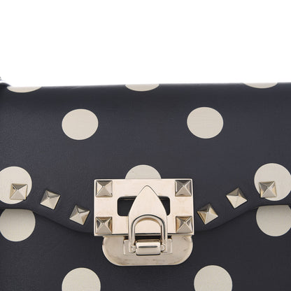 Valentino Garavani Vitello Polka Dot Medium Rockstud Flip Lock Crossbody Bag Black Light Ivory 7 of 10