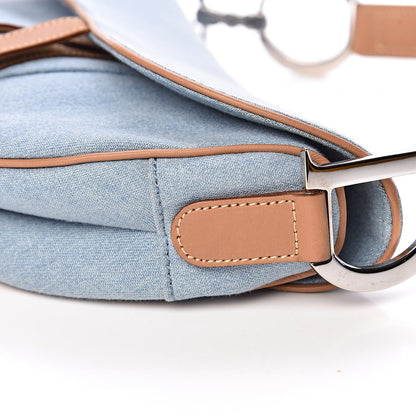 Christian Dior Denim Calfskin Saddle Bag Light Blue 6 of 12