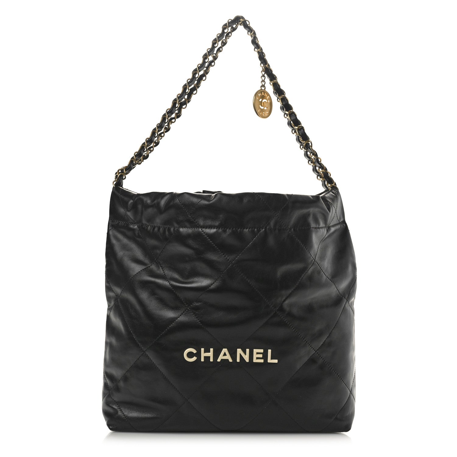 Chanel Shiny Calfskin Quilted Small Chanel 22 Black 1 of 11