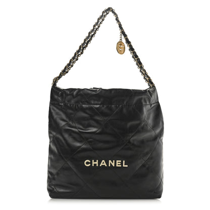 Chanel Shiny Calfskin Quilted Small Chanel 22 Black 1 of 11
