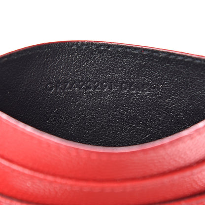 Saint Laurent Grain De Poudre Matelasse Chevron Monogram Credit Card Case New Red 7 of 11