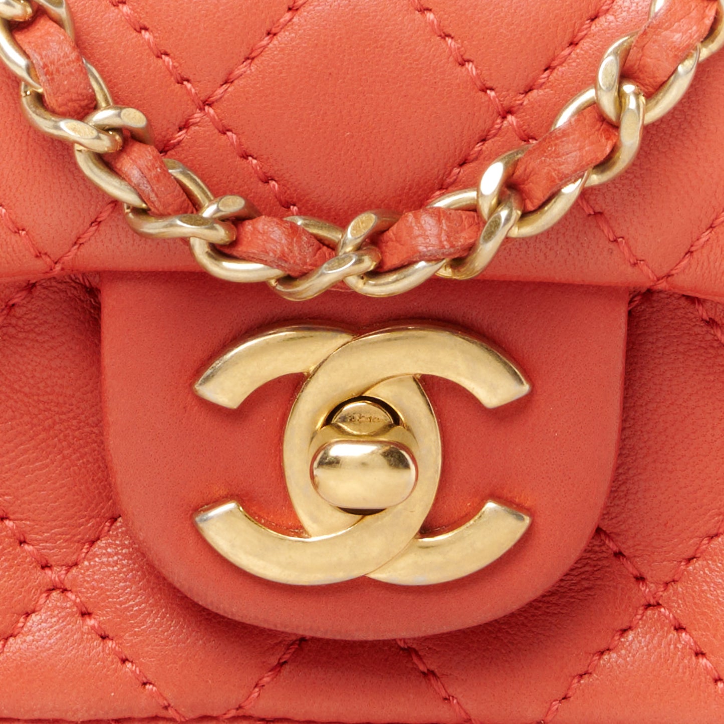 Lambskin Quilted Extra Mini Cruise Charm Flap Coral