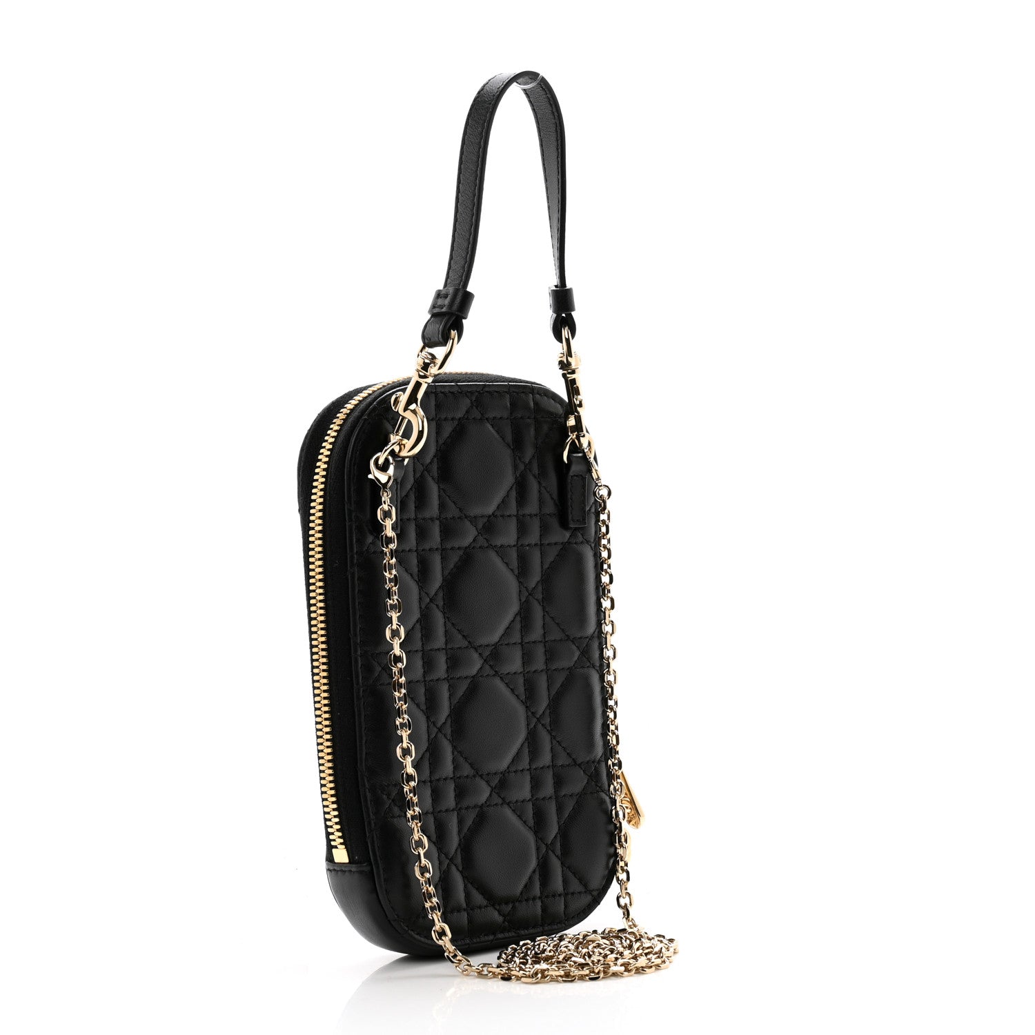 Christian Dior Lambskin Cannage Lady Dior Phone Holder Black 3 of 10