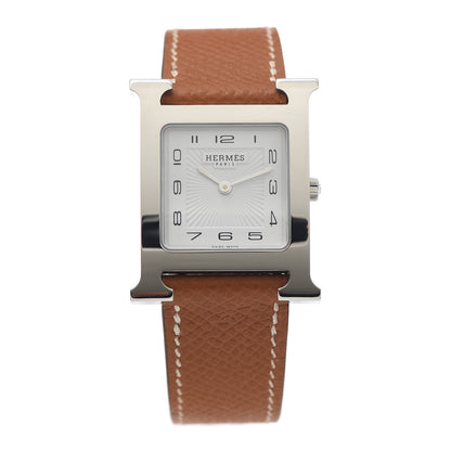 Hermes Stainless Steel Epsom 26mm Heure H Hour Quartz Watch Gold 1 of 5