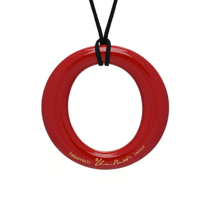 Tiffany Lacquer Hardwood Elsa Peretti Sevillana Pendant Cord Necklace Red 4 of 5