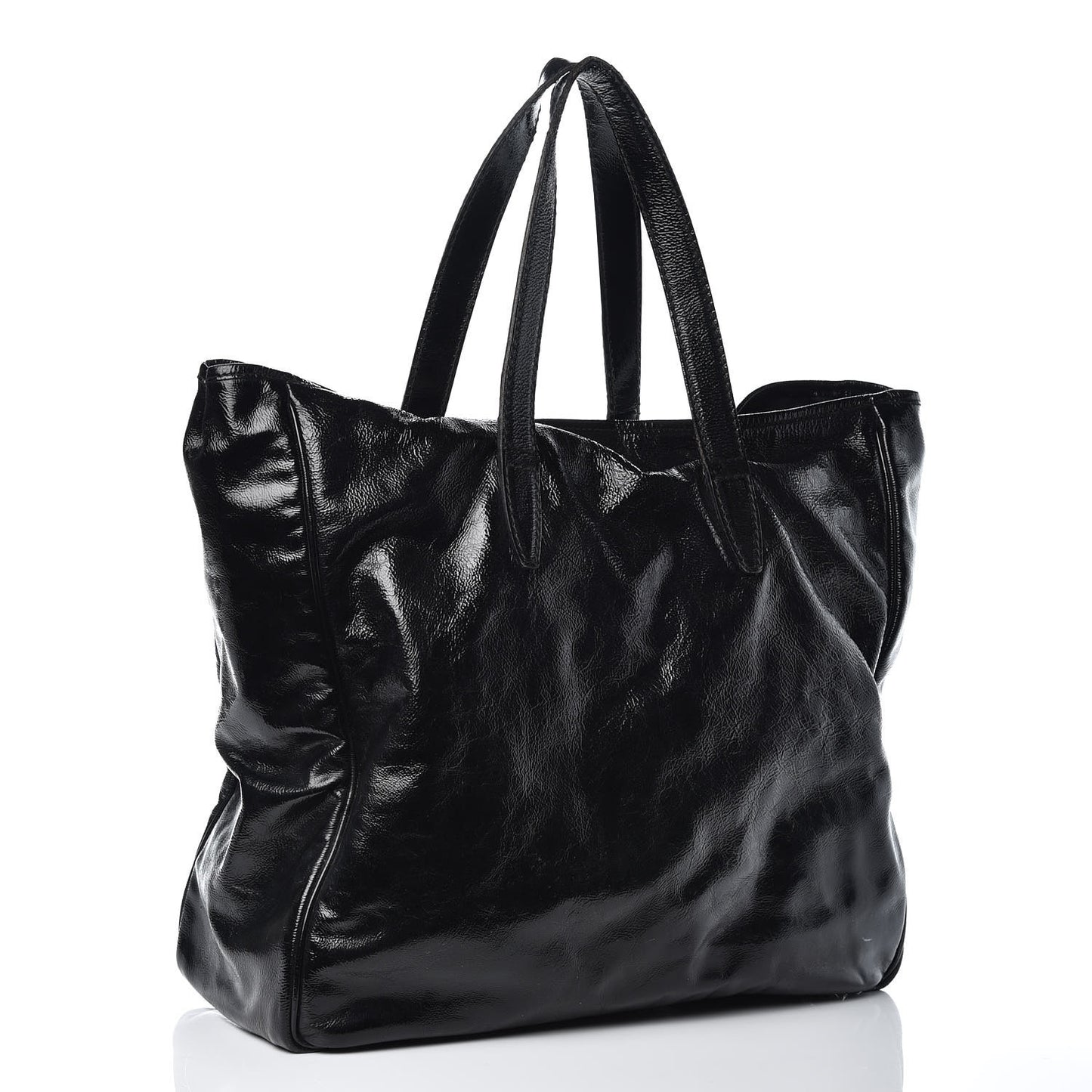 Textured Patent Large Y-Mail Tote Black