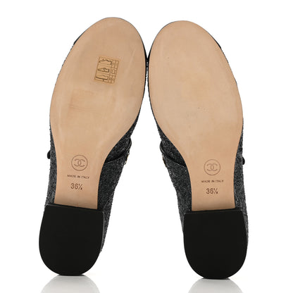 Chanel Glitter Grosgrain Cap Toe Mary Jane Flats 36.5 Gray 5 of 8