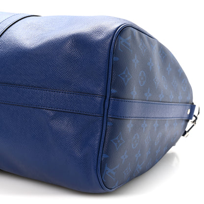 Louis Vuitton Taiga Monogram Eclipse Keepall Bandouliere 50 Pacific Blue 8 of 8