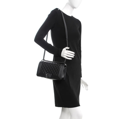 Chanel Calfskin Quilted Medium Boy Flap So Black 2 of 7