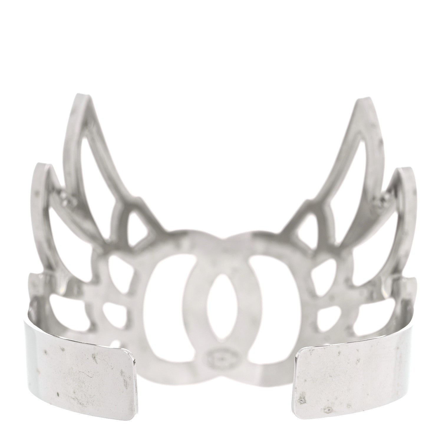 Chanel Metal Crystal CC Wings Cuff Silver 4 of 7