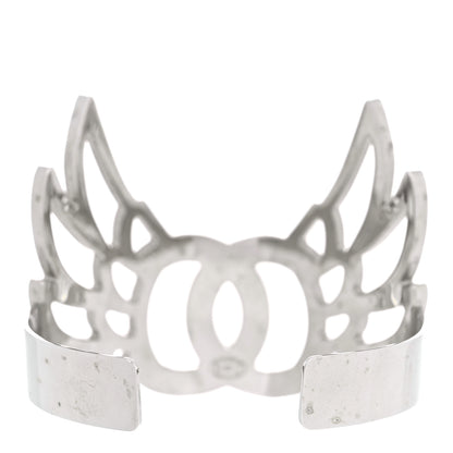 Chanel Metal Crystal CC Wings Cuff Silver 4 of 7