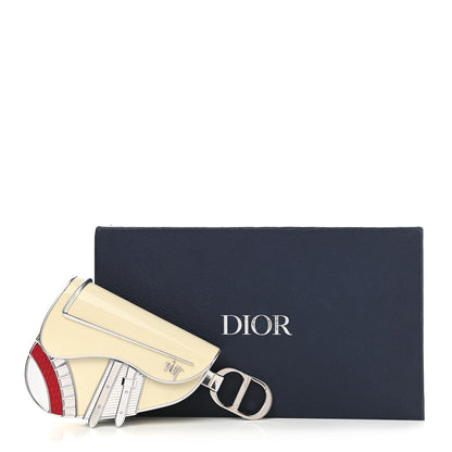 Christian Dior X SHAWN STUSSY Enamel Saddle Charm Key Ring Beige White 7 of 7