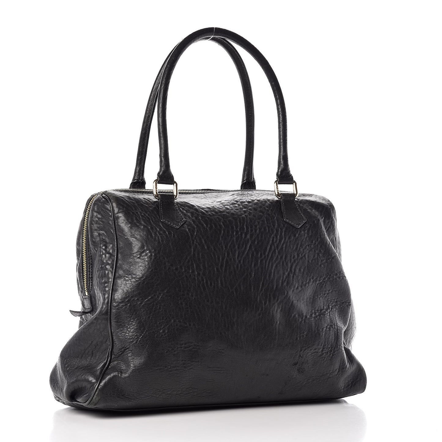 Crinkled Lambskin Mia Degrade Shopper Black