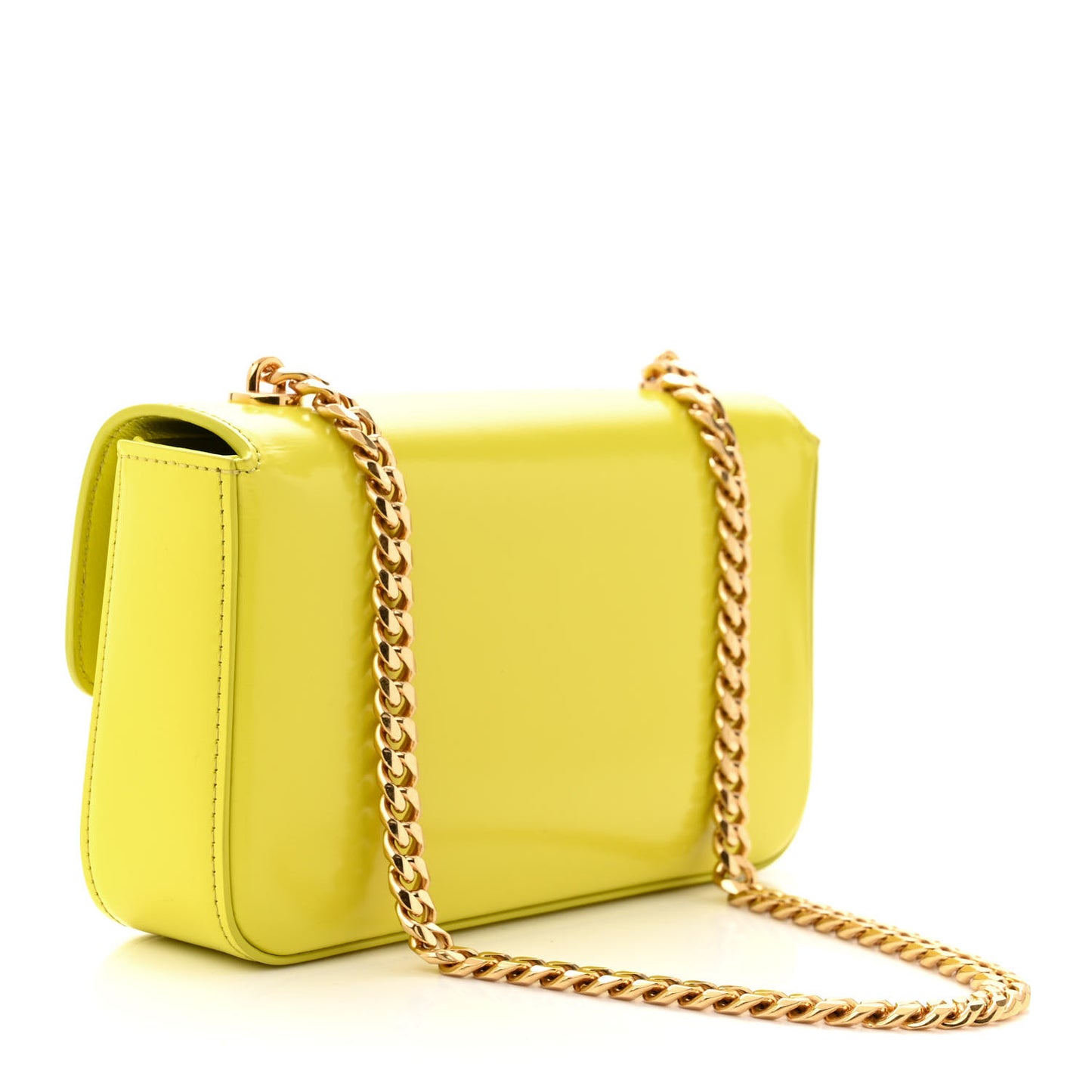 Shiny Calfskin Cuir Triomphe Chain Shoulder Bag Anis
