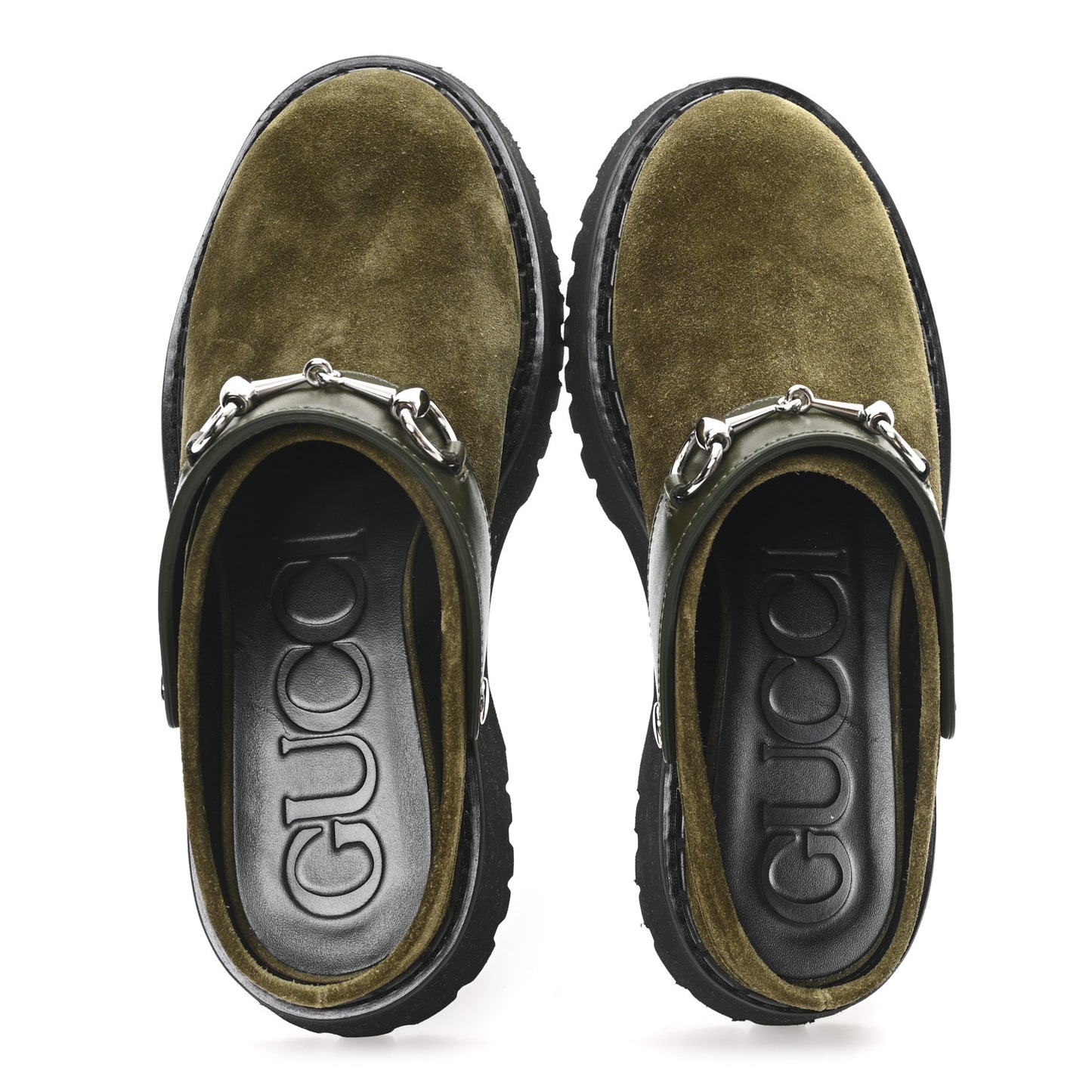 Suede Womens Horsebit Platform Mules 36 Dark Green