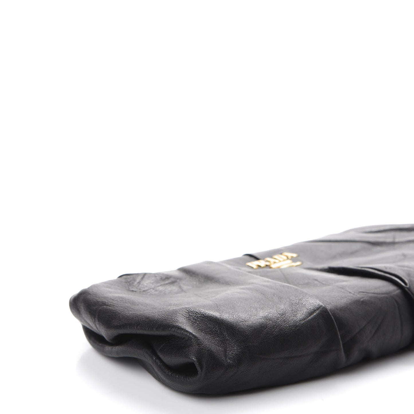 Nappa Gold Pleated Clutch Black
