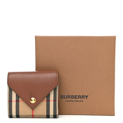 Burberry Haymarket Check Compact Wallet Brown 10 of 10