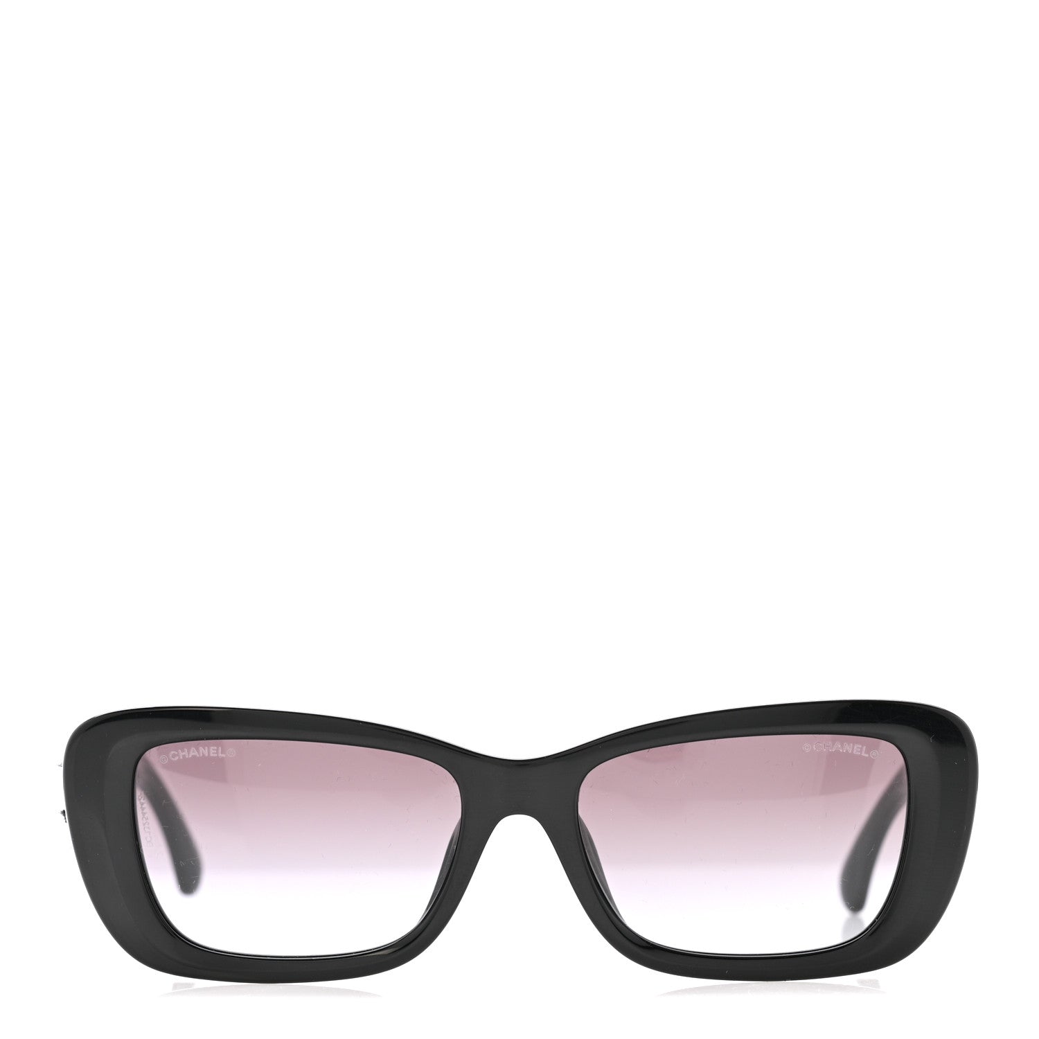 Chanel Acetate Tweed Wool CC Rectangle Sunglasses 5514-A Black