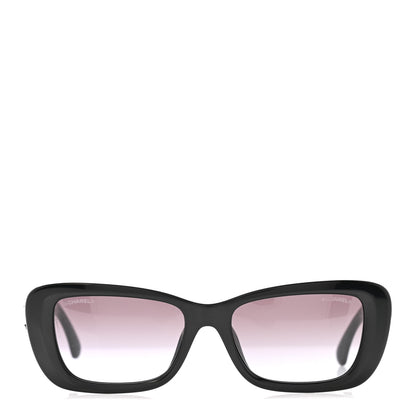Chanel Acetate Tweed Wool CC Rectangle Sunglasses 5514-A Black 2 of 8
