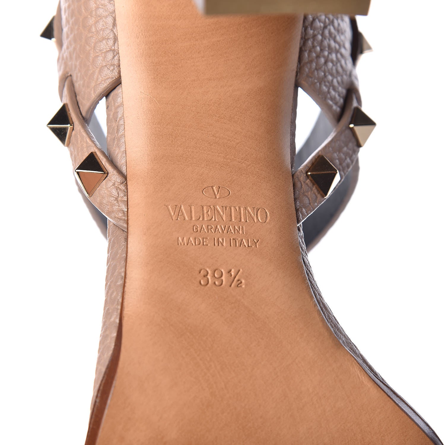 Valentino Garavani Pebbled Calfskin Rockstud Double Slingback Strap 85mm Sandals 39.5 Poudre 8 of 8