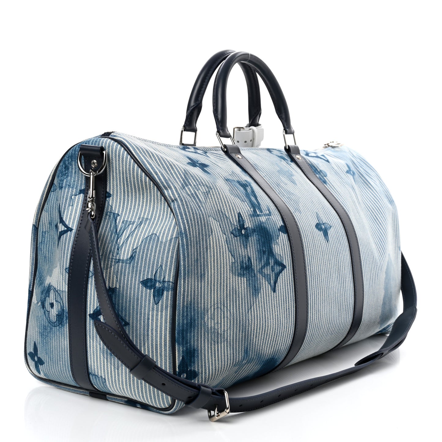 Monogram Watercolor Keepall Bandouliere 50 Hickory Stripes Denim