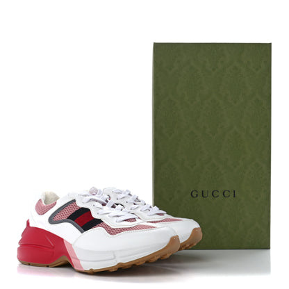 Gucci Lavaredo Eco Fabric Mesh Web Womens Rhyton Reflective Sneakers 37 Great White Water Rose Silver 9 of 9