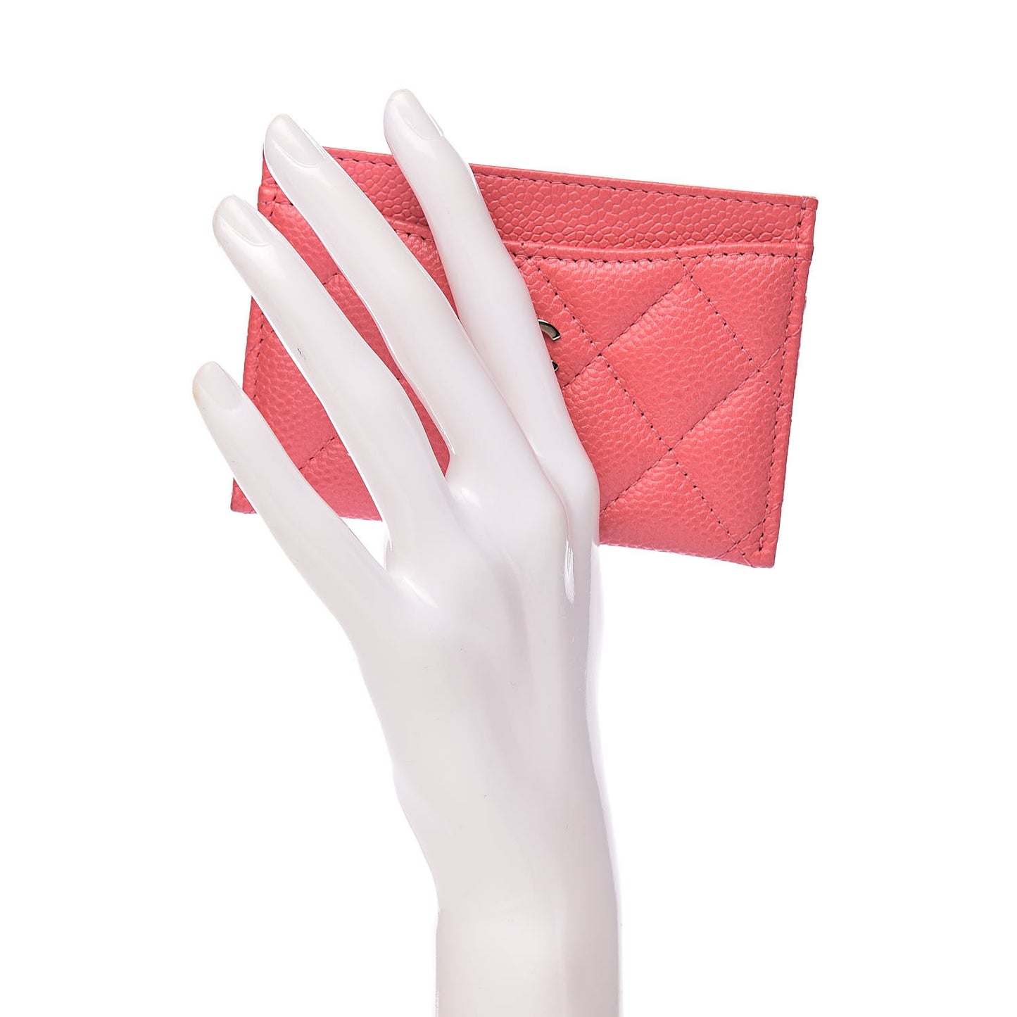 Caviar Quilted Card Holder Pink