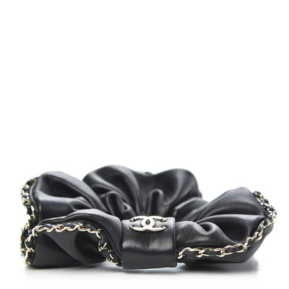 Chanel Lambskin Chain CC Hair Scrunchie Black Gold 3 of 5