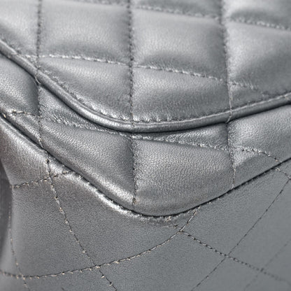 Chanel Metallic Lambskin Quilted Mini Square Flap Dark Silver 8 of 8