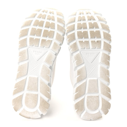 Prada Re-Nylon Gabardine Rubber Logo Quilted Womens 50mm Low Top Sneakers 37.5 White Black 6 of 9