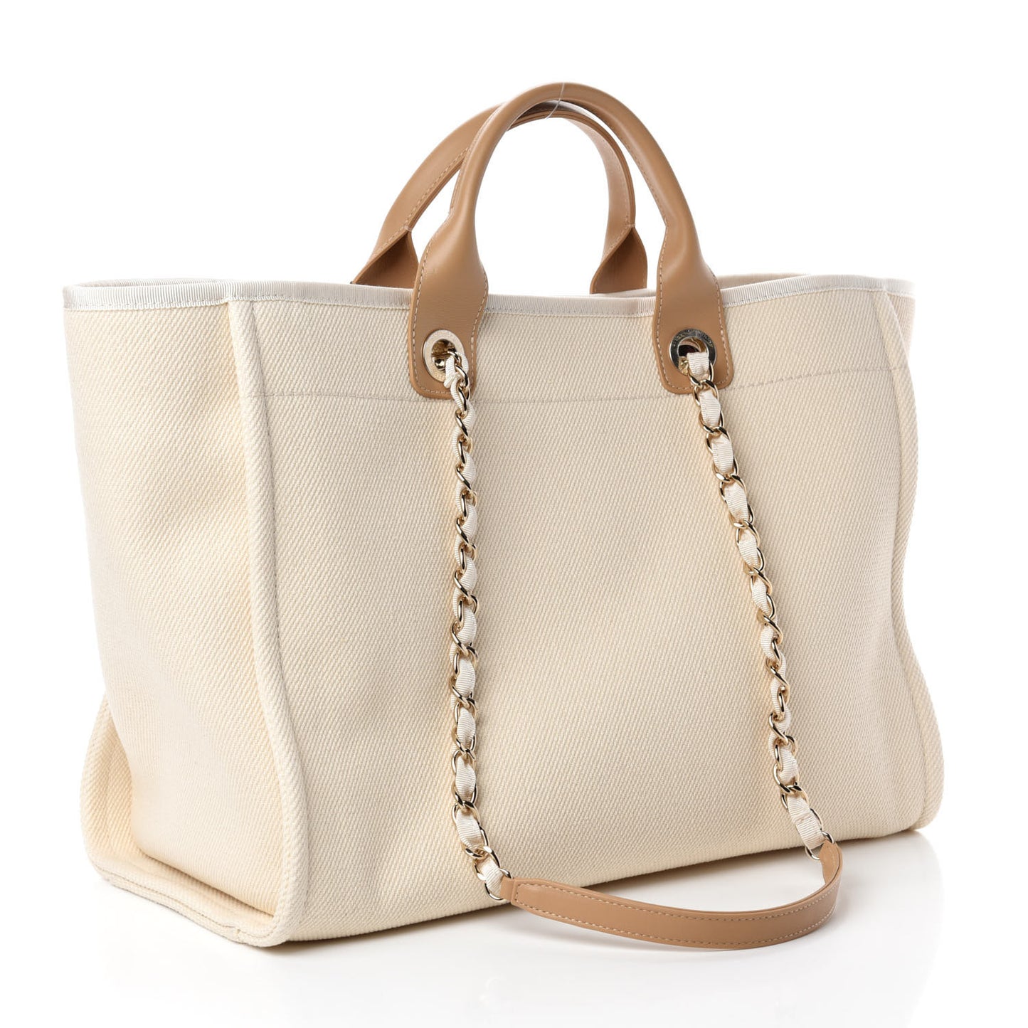 Canvas Pearl Medium Deauville Tote Ecru Beige