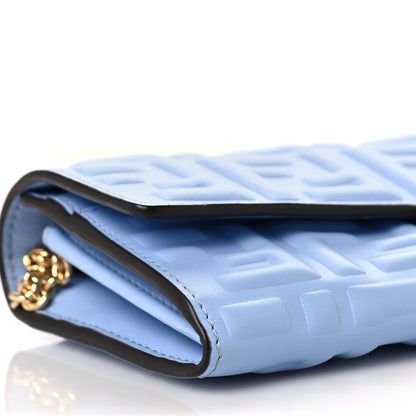 Fendi Nappa Matisse FF Embossed Continental Wallet on Chain Placid Blue 7 of 8