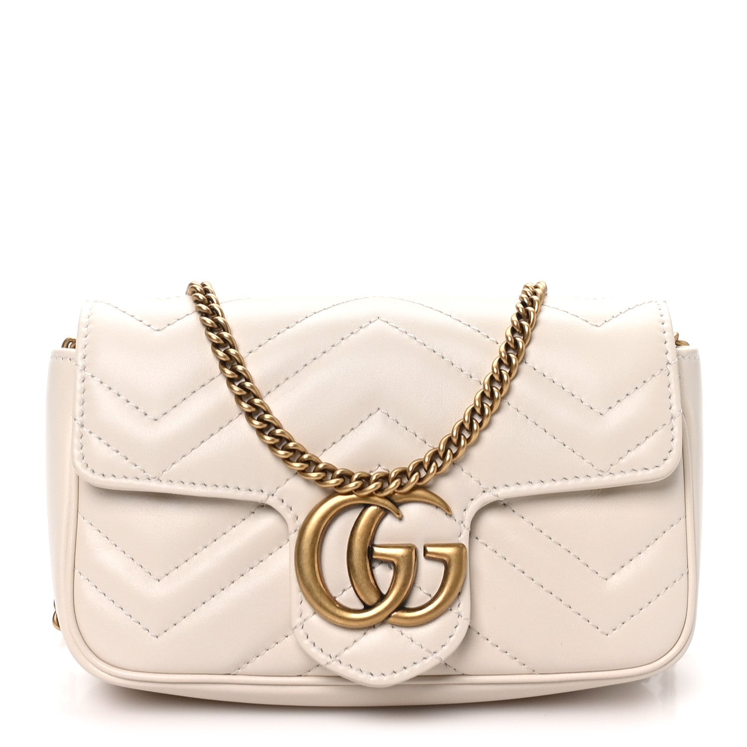 Gucci Calfskin Matelasse Super Mini GG Marmont Shoulder Bag White 1 of 11