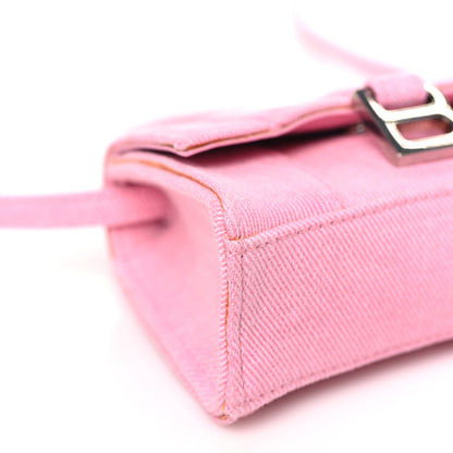 Balenciaga Washed Denim Hourglass Top Handle Bag Mini Denim Pink 7 of 10