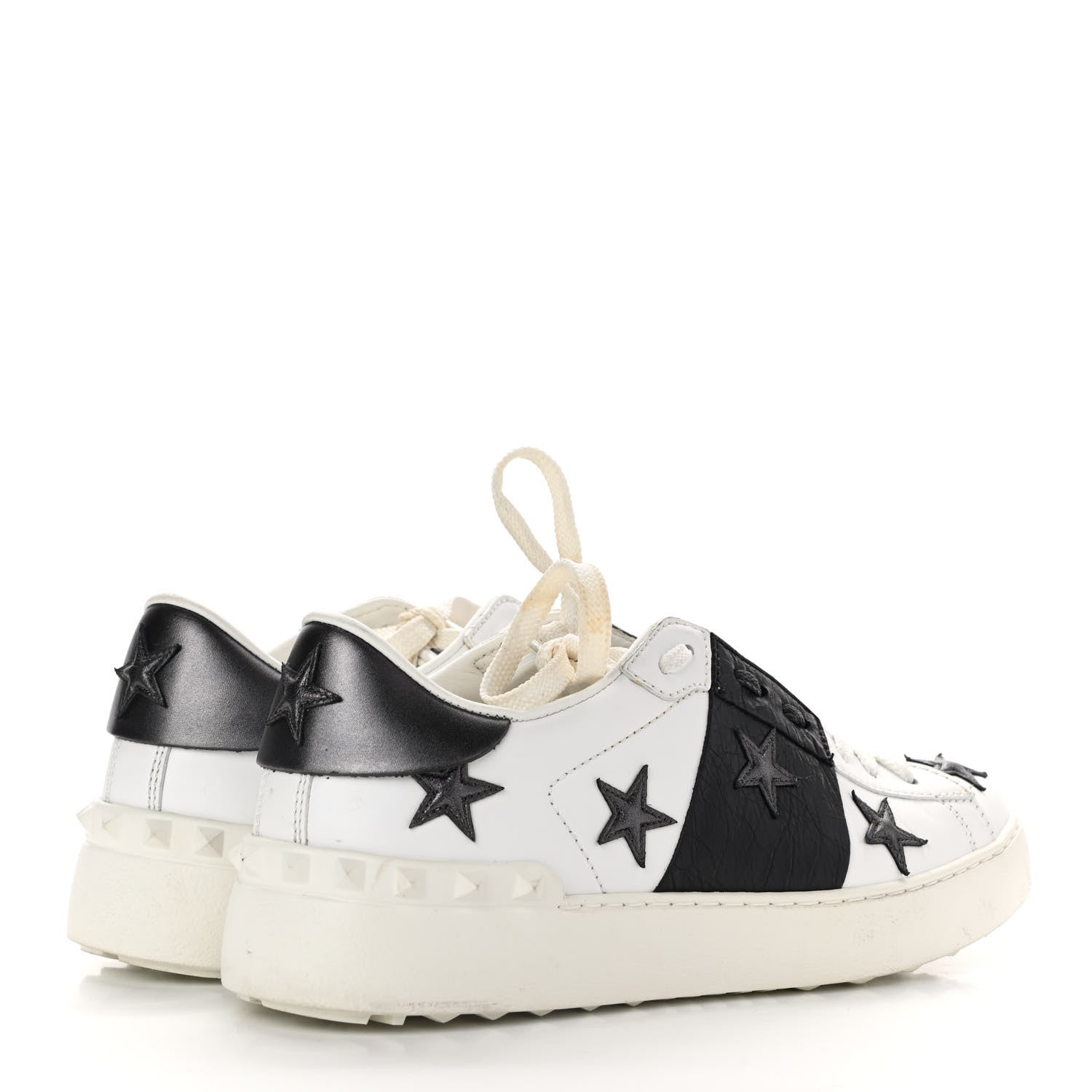 Valentino Garavani Calfskin Rockstud Star Open Sneakers 38.5 White Black 4 of 9
