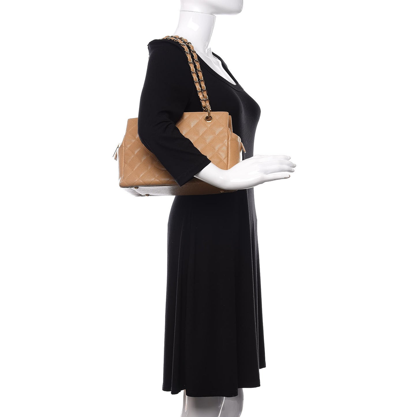 Caviar Quilted Petit Timeless Tote PTT Beige