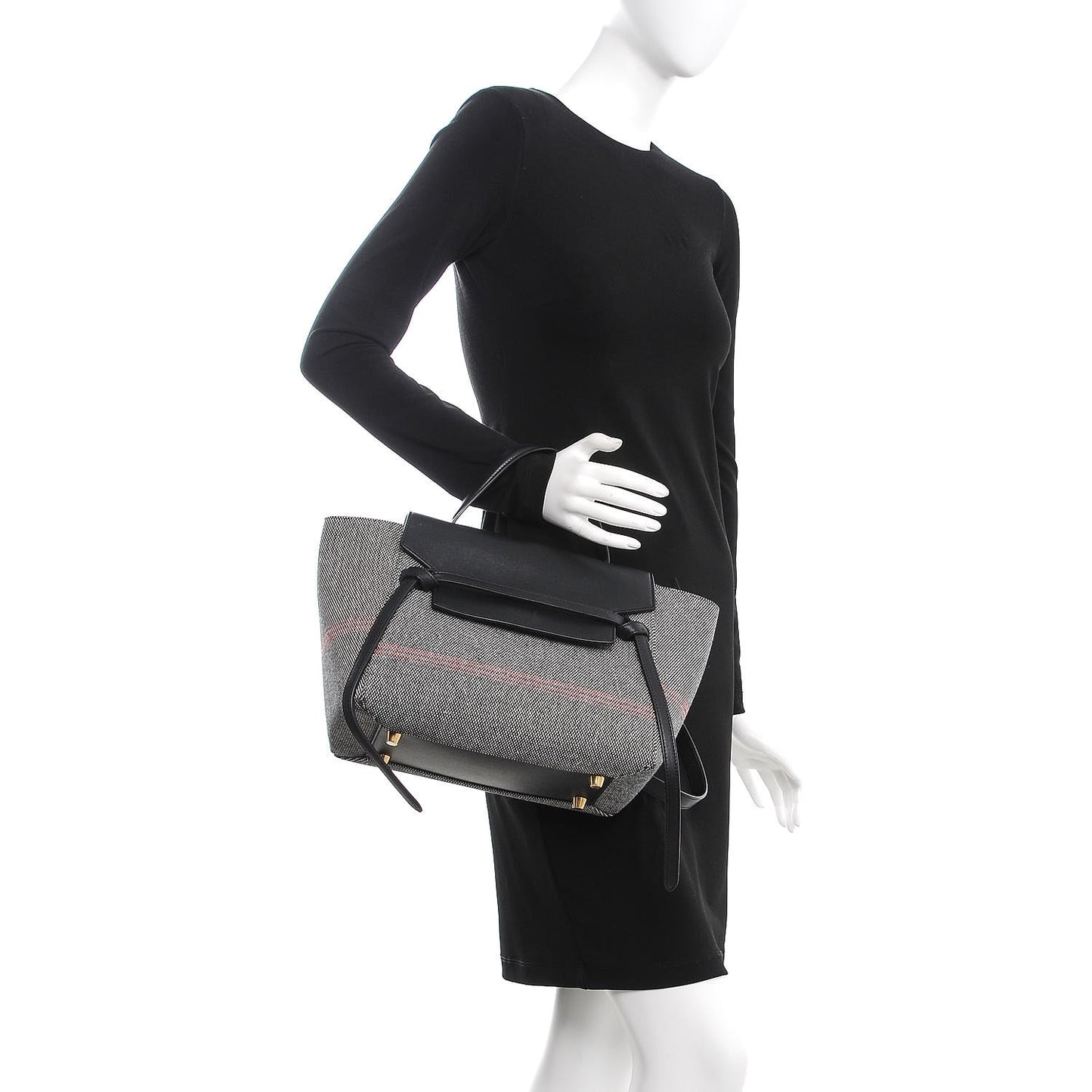 Cotton Canvas Calfskin Mini Belt Bag Black