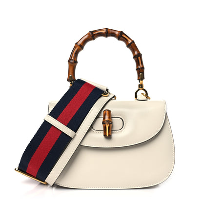 Gucci Boarded Dyana Lux Calfskin Web Small Bamboo 1947 Top Handle Bag Mystic White 1 of 10