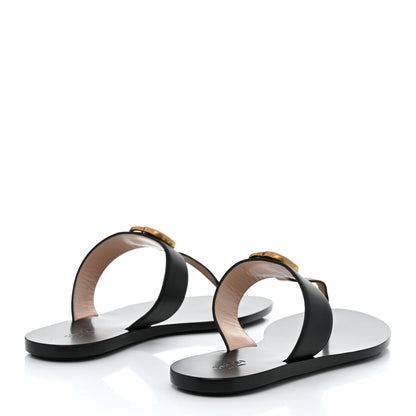 Gucci Calfskin GG Marmont Thong Sandals 38 Black 4 of 8
