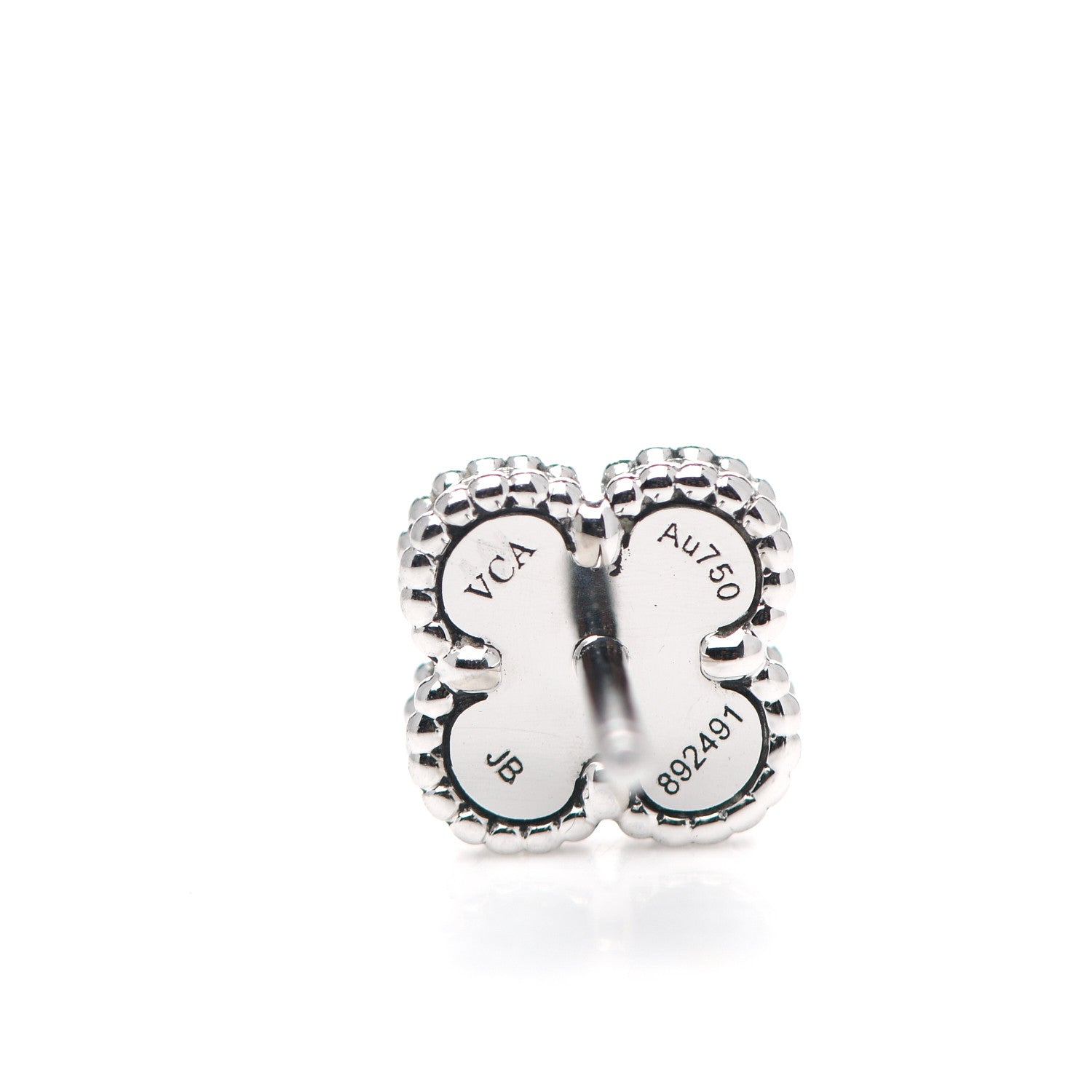 Van Cleef & Arpels 18K White Gold Mother of Pearl Sweet Alhambra Earrings 4 of 6