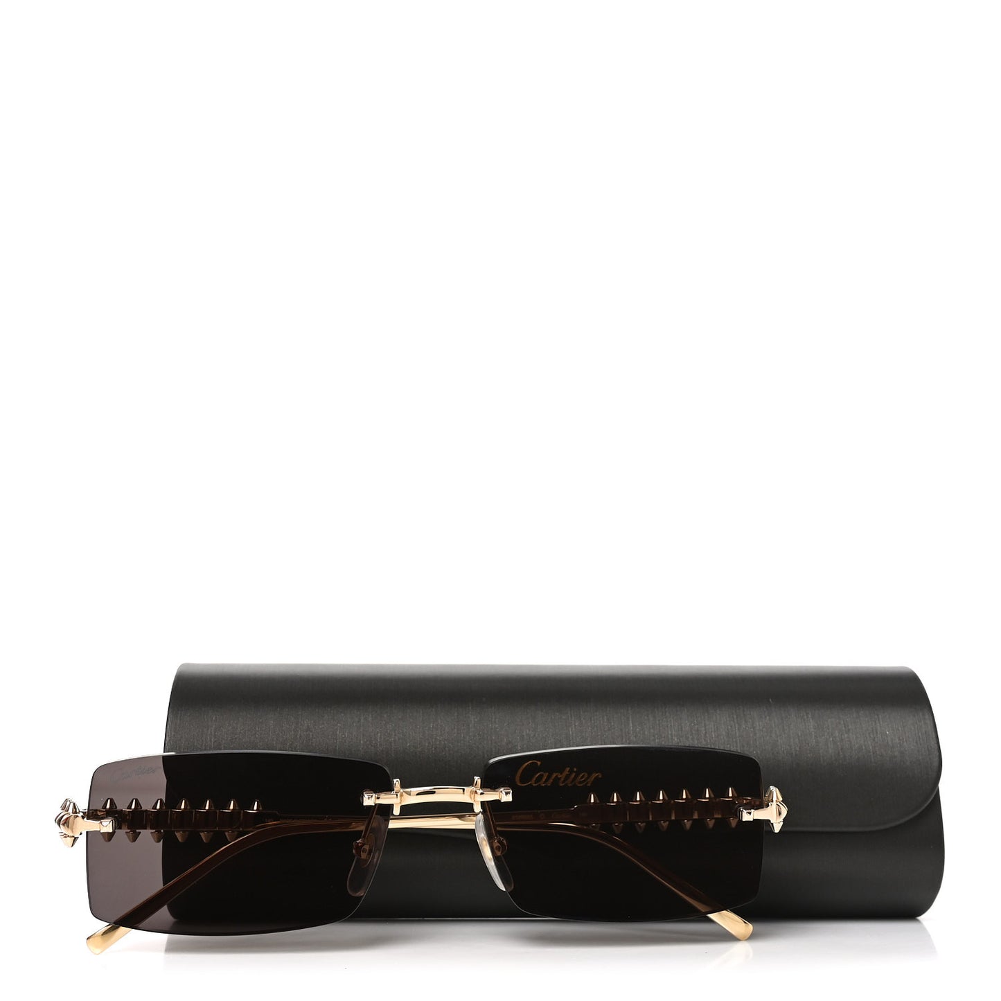 Clash De Cartier Rectangular Sunglasses Smoke Gold