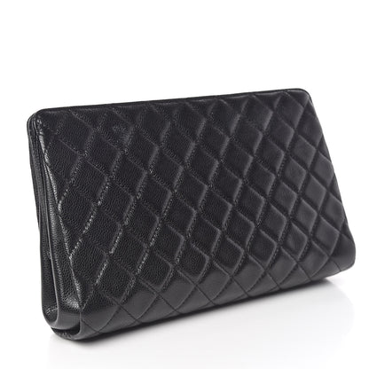Chanel Caviar Quilted CC Large Clutch Black 3 of 13